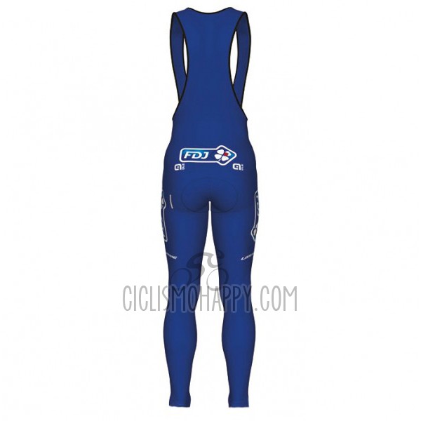 FDJ Cycling Jersey Bib Tight 2017 Long Sleeve Blue and White